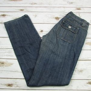 Gap Stretch Straight Jeans Lightly Distressed Dark